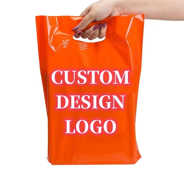 Custom Logo Biodegradable Plastic Recyclable Shopping Packaging Plastic Thank You Bags For Clothes Shopping With Logos