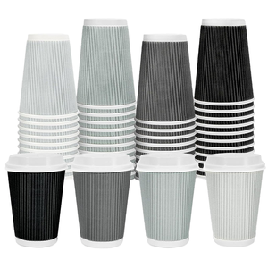 Recyclable Ripple Wall Paper Cups Eco Friendly Food Grade Disposable Drink Stripe Layer Cups for Hot & Cold Beverages Use