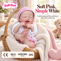18 Zoll große Silikon-Reborn-Babypuppe mit weinendem Gesicht, rosa Mütze, weißem Oberteil, individuell gestaltet, lebensecht, handbemalt, Thanksgiving-Geschenk für Kinder