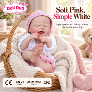 18 inch Silicone Reborn Baby <b>Doll</b> Crying Face Pink Hat White Top Custom Lifelike Hand Painted Thanksgiving Gift for Kids - Product Image 1
