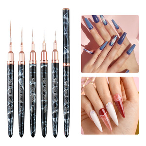 Ensemble de stylos à pointe fine Thunder Pull Line avec logo personnalisé, manche long confortable, tube en cuivre ondulé résistant à l'eau, pinceau à fleurs pour peinture sur ongles - Product Image 2