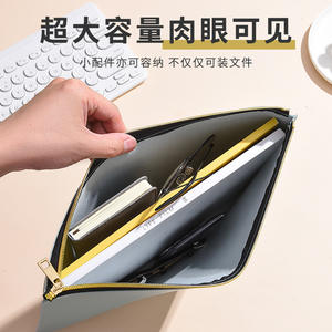 Porte-documents A4 en PU grande capacité, pochette zippée de haute qualité, personnalisable avec logo pour entreprises, idéal pour réunions, affaires, étudiants et promotion. - Product Image 4