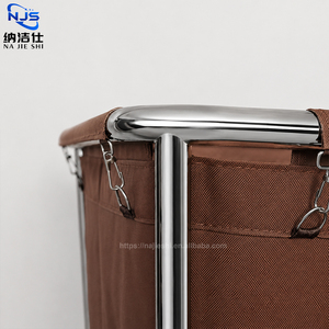 Carrello per biancheria sporca per hotel, <span class=keywords><strong>con</strong></span> sacco in tessuto Oxford blu rinforzato, per la pulizia delle camere degli ospiti - Product Image 3