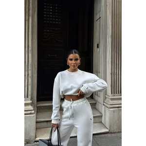 Conjunto de Sudadera con Capucha Blanca Reflectante, Chándal Informal Vintage con Logotipo Estampado Ligero y Transpirable para Gimnasio, Correr, Invierno - Product Image 1