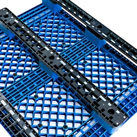 Palette Euro empilable à neuf pattes en plastique HDPE, simple face, perforée pour ventilation, pour entrepôt industriel, petite taille