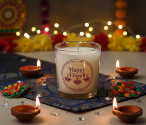 Happy Diwali Soy Wax <b>Scented</b> Classic Glass Jar <b>Candle</b> Eco-Friendly Festive Decorative Home <b>Christmas</b> Chinese New Year Ramadan - Product Image 1