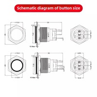 Interrupteur à bouton-poussoir en métal autobloquant 19mm pour panneau d'alimentation circulaire étanche