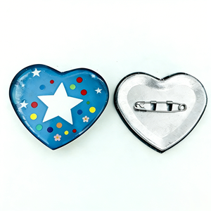 Custom Shape Tin Pin Heart Star Rectangle Promotional <b>Badge</b> <b>Button</b> for Marketing Giveaways - Product Image 1