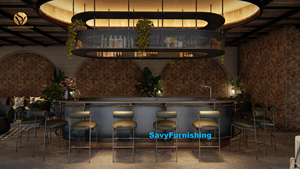 Concept d'aménagement intérieur de bar lounge rustique, ensemble de meubles de salon industriels pour une idée de design de lounge vintage et de mobilier pour speakeasy - Product Image 3