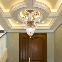 Jewellerytop Rococo Vintage Indoor Lighting Plafonnier en cristal de verre de luxe Plafonnier Semi Flush Classic
