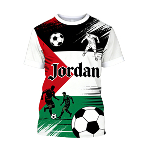 Camiseta Deportiva Personalizada con la Bandera de Jordania, Venta al Por Mayor de Fábrica, Entrega Rápida, Algodón y Poliéster Transpirable, Alta Calidad, para Eventos Deportivos y Electorales - Product Image 2