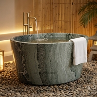 Baignoire en marbre vert naturel de forme ovale vintage, nouveau design, pour hôtel, maison, salle de bain