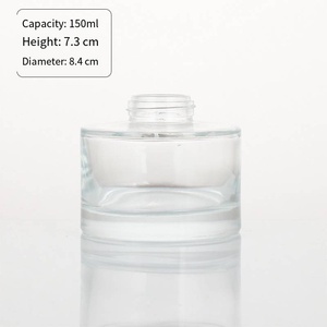 Flacon en verre transparent cylindrique moderne pour diffuseur d'huiles essentielles avec bouchon, 100 ml, 150 ml, 200 ml - Product Image 5