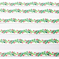 Nouveau style – Ruban en polyester imprimé durable à motif végétal vert pour sacs, motifs floraux, textile de maison, accessoires de nœuds DIY