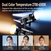 Lumière vidéo COB 300W 96+ CRI 16000LM 2700-6500K Dimmable avec monture Bowens pour studio photo et 8 effets pour diffusion en direct