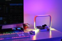 5-en-1 15W RGB LED veilleuse moderne blanc abat-jour USB chargeur sans fil pour téléphone et montre bricolage maison intelligente lampe de chevet pour chambre