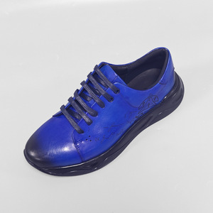 Genuine Leather Men's <b>Round</b> Toe Lace-up Casual Shoes <b>Cushioned</b> EVA Midsole Rubber Outsole All Seasons - Product Image 1