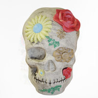 Ornement floral coloré mexicain en résine fait sur mesure pour la Journée des Morts, décoration d'Halloween pour la maison, vente chaude en Chine