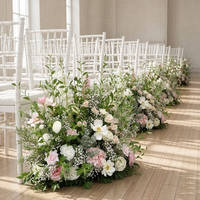 Décoration florale de sol luxueuse GNW en plastique rose et vert pour allée de mariage, événements, maison, intérieur/extérieur