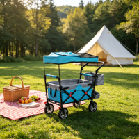 Chariot pliable tout-terrain robuste avec siège enfant, poignée réglable et structure en maille pour le sport et le shopping
