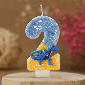 豪华绿色银色卡通恐龙豆蜡蜡烛儿童生日婚礼毕业典礼春节 - Product Image 6