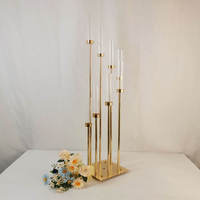 Janelove Vente en gros, chandelier à 8 bras en métal doré, 66-136 cm de haut, centre de table pour mariage
