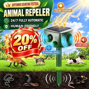 Saijzek Éxito de Ventas Repelente Solar de Animales con Panel Solar Más Grande y 4 Altavoces Repelente Ultrasónico Anti Ratones, Gatos, Perros, Pájaros y Serpientes - Product Image 1