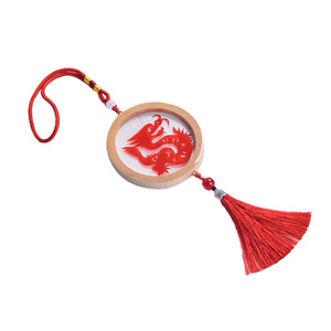 Mini miroir rond en bambou, portable, avec motif floral, style chinois, cadeau culturel créatif - Product Image 5