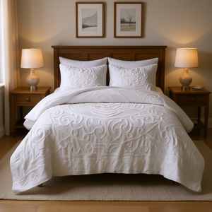 Ensemble de couette Royal Comfort en coton chenille capitonné, 3 pièces, literie classique pour la maison, beige clair - Product Image 2