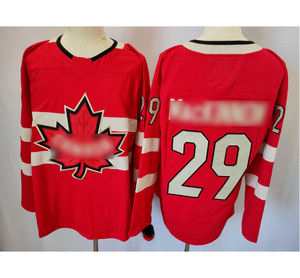 Camiseta de Hockey Estilo <span class=keywords><strong>NHL</strong></span> Personalizada, Roja, Blanca o Azul con Rayas Naranjas, Cuello en V, para Hombres, Mujeres y Jóvenes - Product Image 5