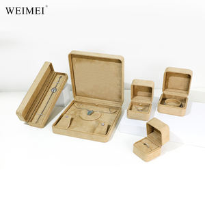 WEIMEI Khaki Round Corner Jewelry <b>Box</b> Soft Suede Leather with Logo for Ring <b>Earring</b> <b>Gift</b> Packaging - Product Image 3
