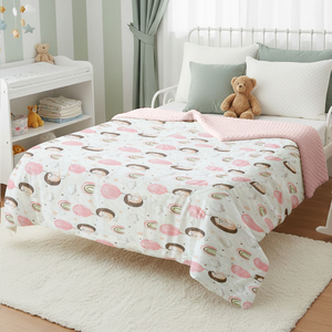 لحاف أطفال بنقشة النمر الوردي، ثلاثي الطبقات، فائق النعومة، محبوك، 100% بوليستر، سطح منك، نسيج فقاعي، للاستخدام في جميع الفصول - Product Image 4