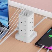 Rallonge de multiprise britannique avec 8 prises 3250W 13A multiprise PD20W USB-C et 2 USB-A QC 3.0 extension de prise multi-alimentation