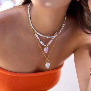 Collier avec pendentif en forme de cœur floral, en acier inoxydable, couleur or, bijoux cadeau - Product Image 3