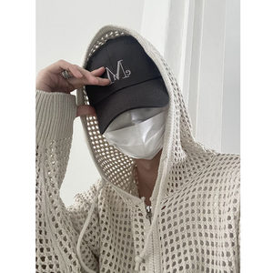 Custom <strong>Mens</strong> Crochet Knit Hoodie Zip up Hollow Out Mesh Streetwear Loose Fit Summer Knit <strong>Jumper</strong> for <strong>Men</strong> Wholesale OEM - Product Image 2