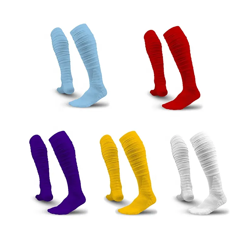 Custom Anti Slip Padded Breathable Scrunch Football Socks Extra Long Football Sports Socks