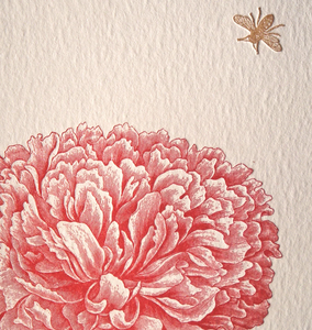 Biglietto di Auguri Pieghevole con Stampa Tipografica 'Dahlia e Ape', Biglietti di Ringraziamento Personalizzati Fatti a Mano su Cartoncino Bianco in Cotone - Product Image 2