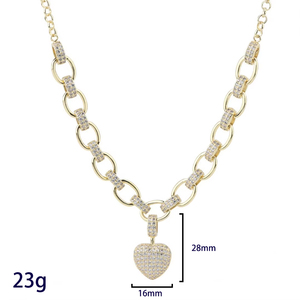 Conjunto de 2 Piezas de Joyería Elegante para Mujer, Collar y Pulsera con Incrustaciones de Circonio en Forma de Corazón, de Cobre Dorado Ecológico - Product Image 5