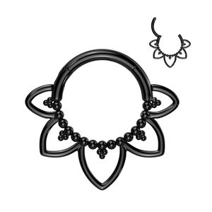 Filigrana de corazón de acero inoxidable 316L y bolas con cuentas Segmento con bisagras Clicker Septum Nariz Anillo Cartílago Pendiente Hélice - Product Image 2