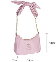Sac Hobo Rose Tendance avec Nœud et Chaîne pour Femme, Sac à Bandoulière Doux et Brillant, Sac Mignon à Porter sous le Bras pour le Quotidien, les Trajets et les Rendez-vous