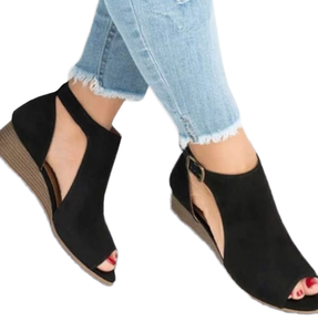 Sandales compensées d'été pour femme en PVC, style pêcheur, à plateforme, à talon haut, à bouche de poisson, avec boucle, pour l'extérieur, couleur intemporelle - Product Image 1