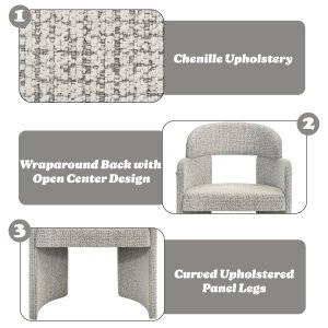 Modern <strong>Grey</strong> Chenille <strong>Reclining</strong> Arm <strong>Chair</strong> with Massage (Set of 2) for Living Room - Product Image 2