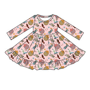 ชุดเดรสเด็กผู้หญิง แขนยาว พิมพ์ลายสไตล์ลำลอง สวมใส่สบาย ผ้าไหมนม พิมพ์ลายแบบตะวันตก - Product Image 4