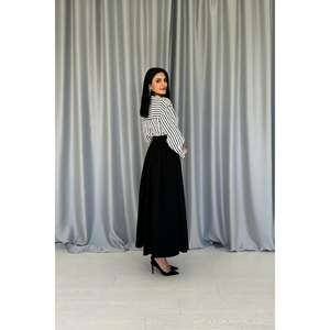 Elegante Camisa de Popelina a Rayas Negras para Mujer, Blusa Asimétrica con Botones para Oficina, Top de Moda de Manga Larga - Product Image 1