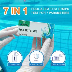 Vente chaude 7 en 1 Bandelettes de <span class=keywords><strong>test</strong></span> de <span class=keywords><strong>piscine</strong></span> et de spa <span class=keywords><strong>Bandelette</strong></span> de <span class=keywords><strong>test</strong></span> de <span class=keywords><strong>chlore</strong></span> de <span class=keywords><strong>piscine</strong></span> pour bains à remous 100 pièces - Product Image 3