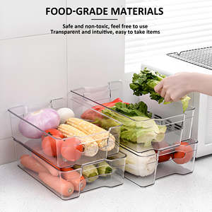 Caja de almacenamiento de plástico transparente para ropa, artículos para el hogar, alimentos y bebidas, gran oferta, almacenamiento rectangular para refrigerador, tres tamaños - Product Image 2
