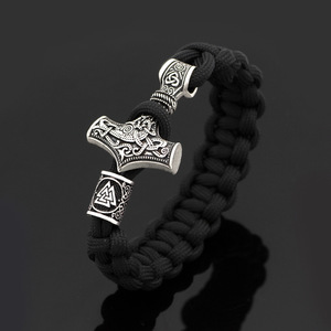 Bracciale Vichingo Mitologia Norrena Catena Multistrato Martello <span class=keywords><strong>Thor</strong></span> Testa Lupo Ciondolo Uomo Gioielli Ingrosso Fornitore - Product Image 4