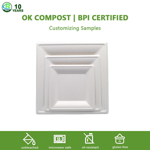 Custom Service Biodegradable Sugarcane Bagasse <strong>Paper</strong> Pulp Dessert Cake Tray Bio Eco Friendly <strong>Small</strong> Mini Food <strong>Plates</strong> - Product Image 2