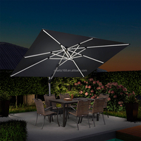 Parapluie moderne à lumière LED à énergie solaire pour le mobilier d'extérieur, les parcs, les hôtels et les villas, les parasols et les bases de patio