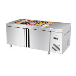 Comptoir de préparation de pizzas et de salades à température unique, <span class=keywords><strong>table</strong></span> de présentation en acier inoxydable, réfrigérateur à deux portes, équipement de réfrigération sans givre - Product Image 5